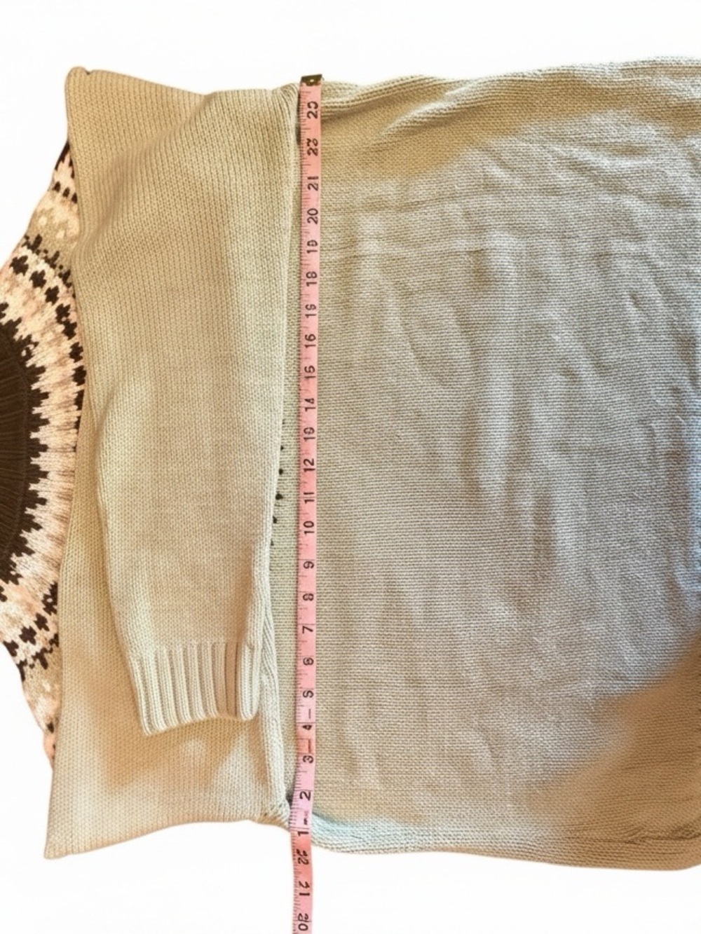 Sage Green Fair Isle Mock Neck Sweater Nordic Cozy Cabin Core Old Money Large - Picture 5 of 6